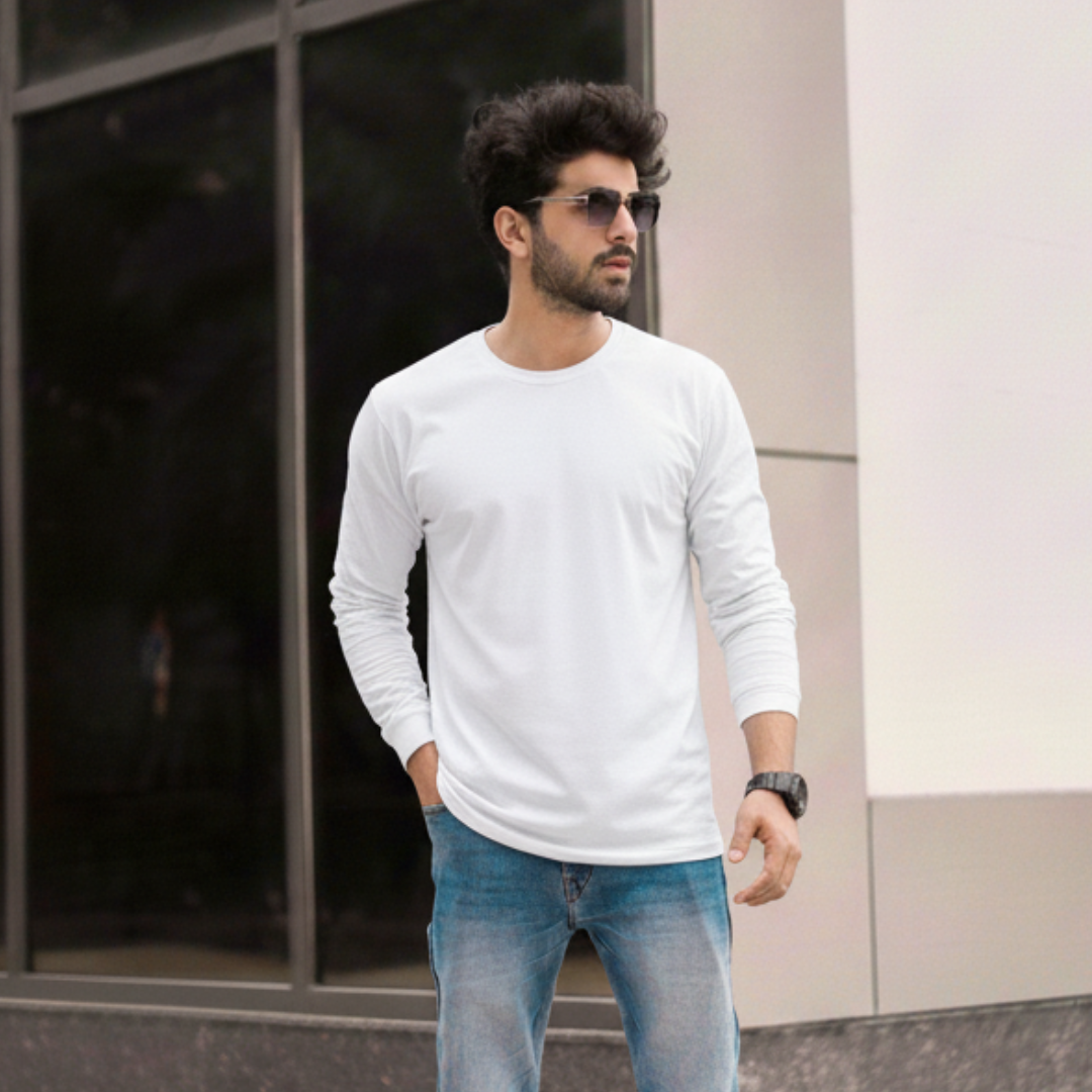 Polera 100% Algodón Manga Larga Hombre