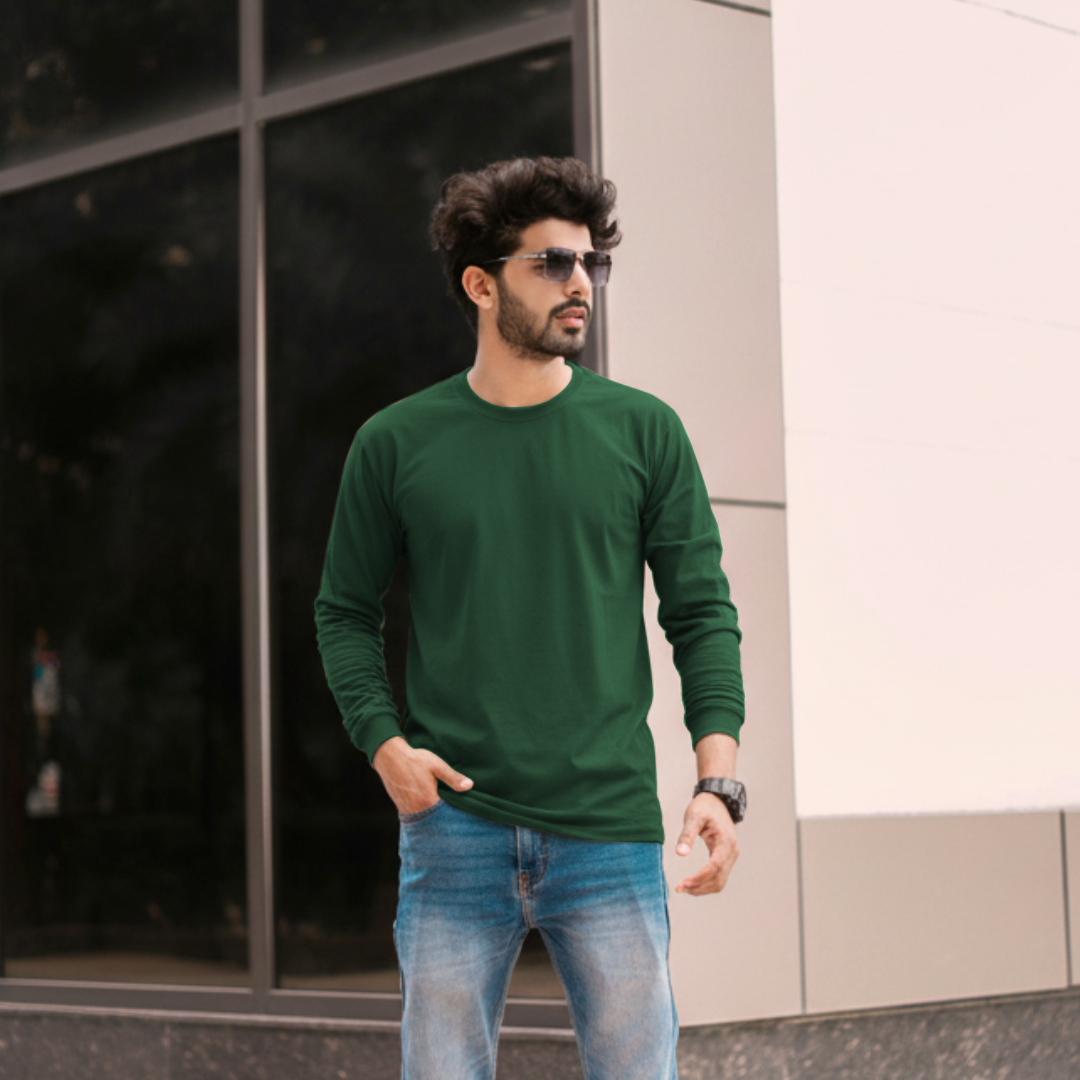 Polera 100% Algodón Manga Larga Hombre