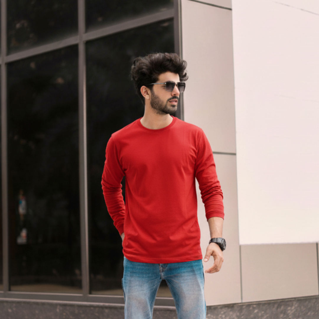 Polera 100% Algodón Manga Larga Hombre