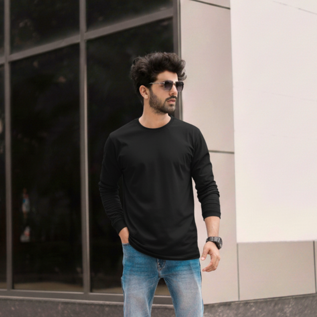 Polera 100% Algodón Manga Larga Hombre