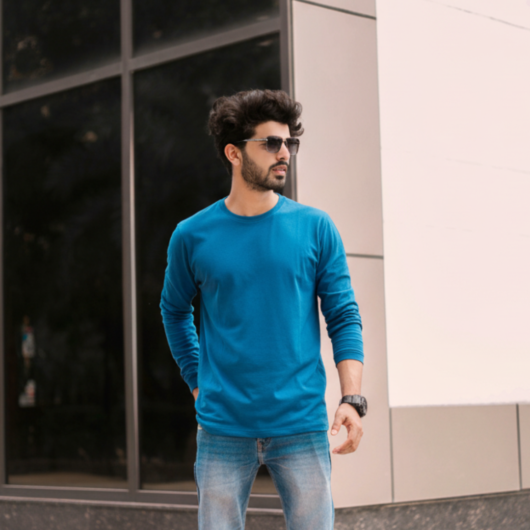 Polera 100% Algodón Manga Larga Hombre